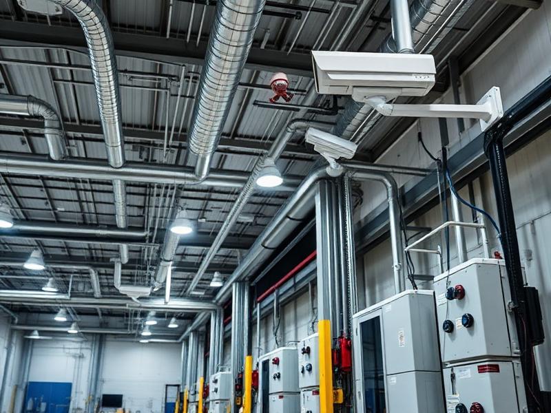 Industrial facility with comprehensive security camera coverage and access control systems